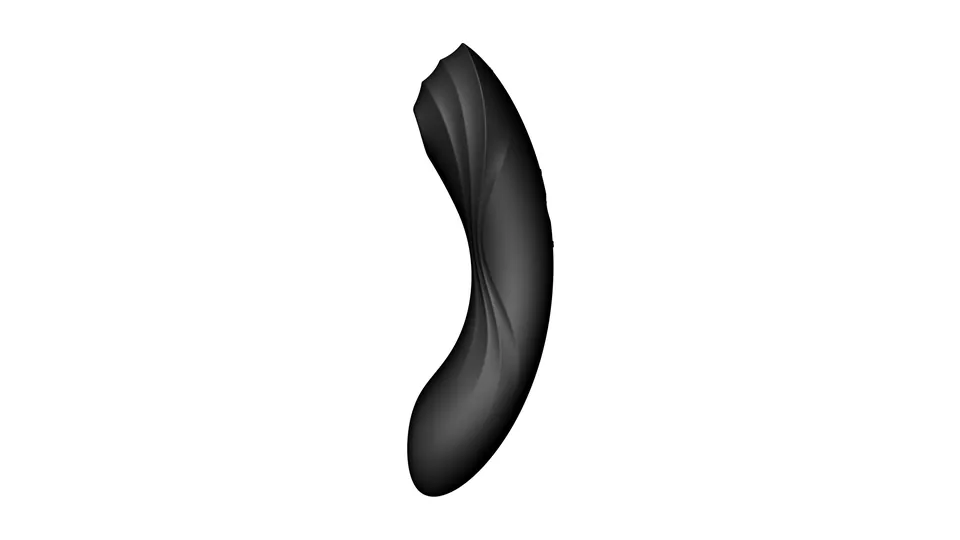 Jämförelse klitorisstimulatorer: Satisfyer Curvy Trinity 4 i svart sedd från sidan