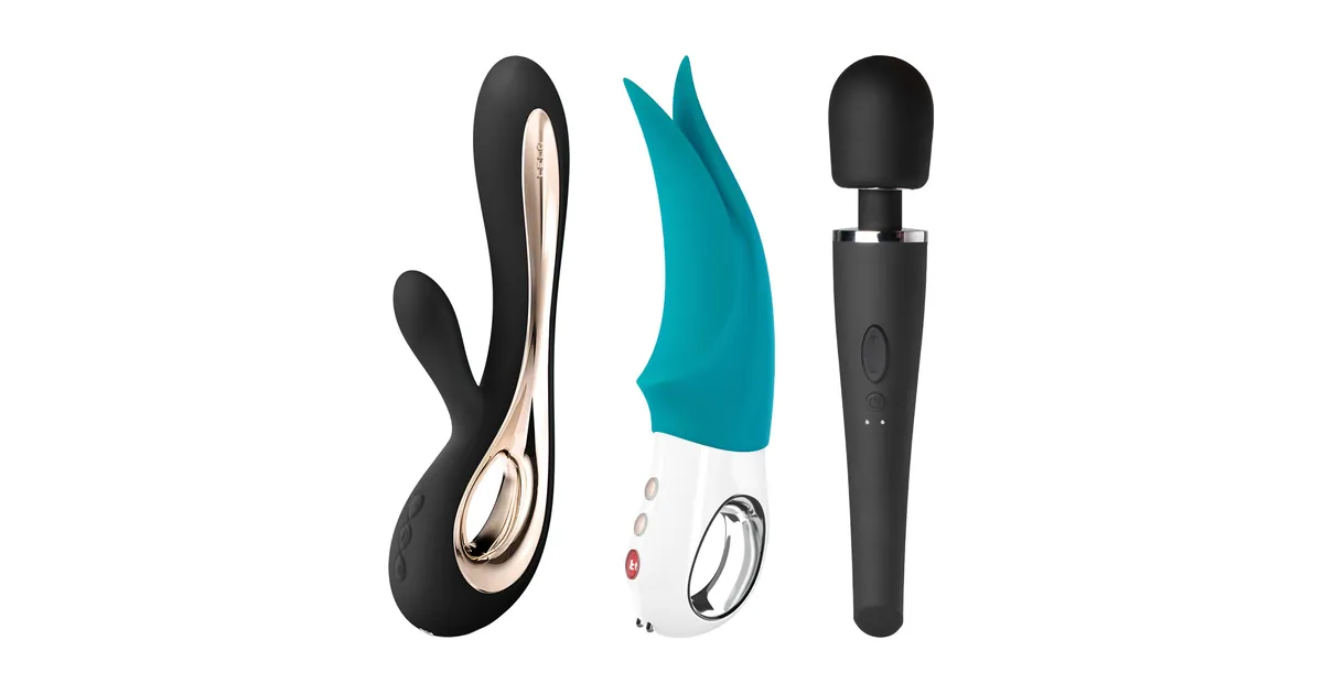 Jämförelse vibratorer: LELO Soraya 2, Fun Factory Volta och Sinful Luxy wandvibrator i produktfoton